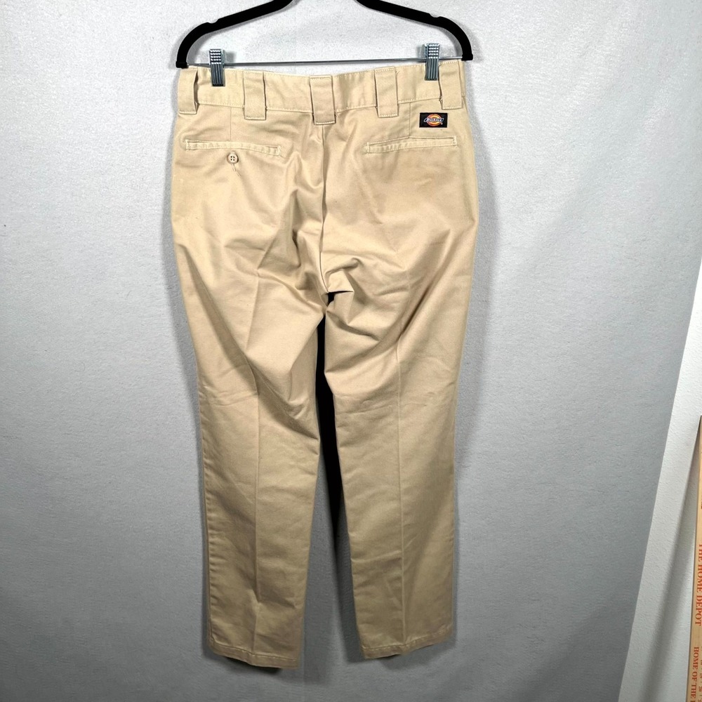 Dickies Dress Pants Mens 32x32 Beige Slash Pockets Slim Tapered Career Formal - Picture 2 of 7